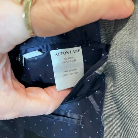 Alton Lane Single Breast Size 40S Wool Notch Lapel Blazer Gray - Picture 10 of 16